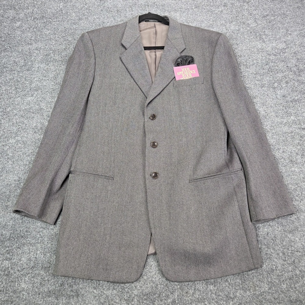 Armani Collezioni Blazer Mens 44 Long Gray Wool Cashmere Herringbone Sport Coat
